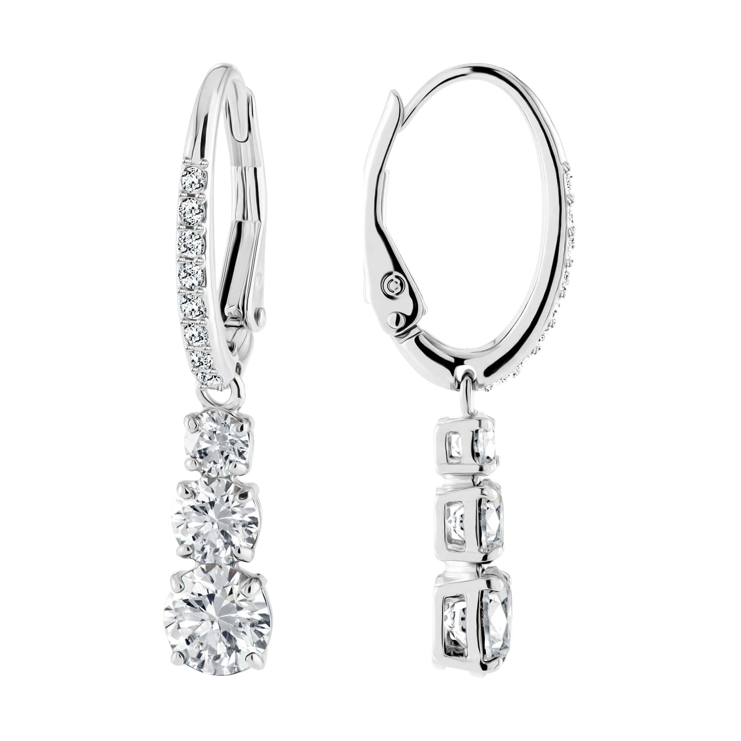 Swarovski Stilla Attract Trilogy Ohrringe, Weiss, Rhodiniert