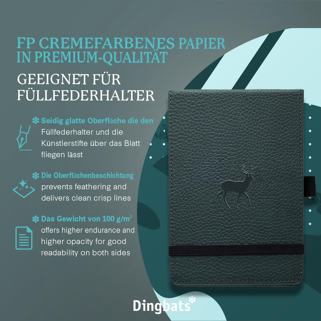 Dingbats* - Tierwelt Reporter Notizbuch A6 Blanko - Hardcover PU Leder Journal für Arbeit, Reisen - Elastischer Verschluss, Stifthalter, Lesezeiche