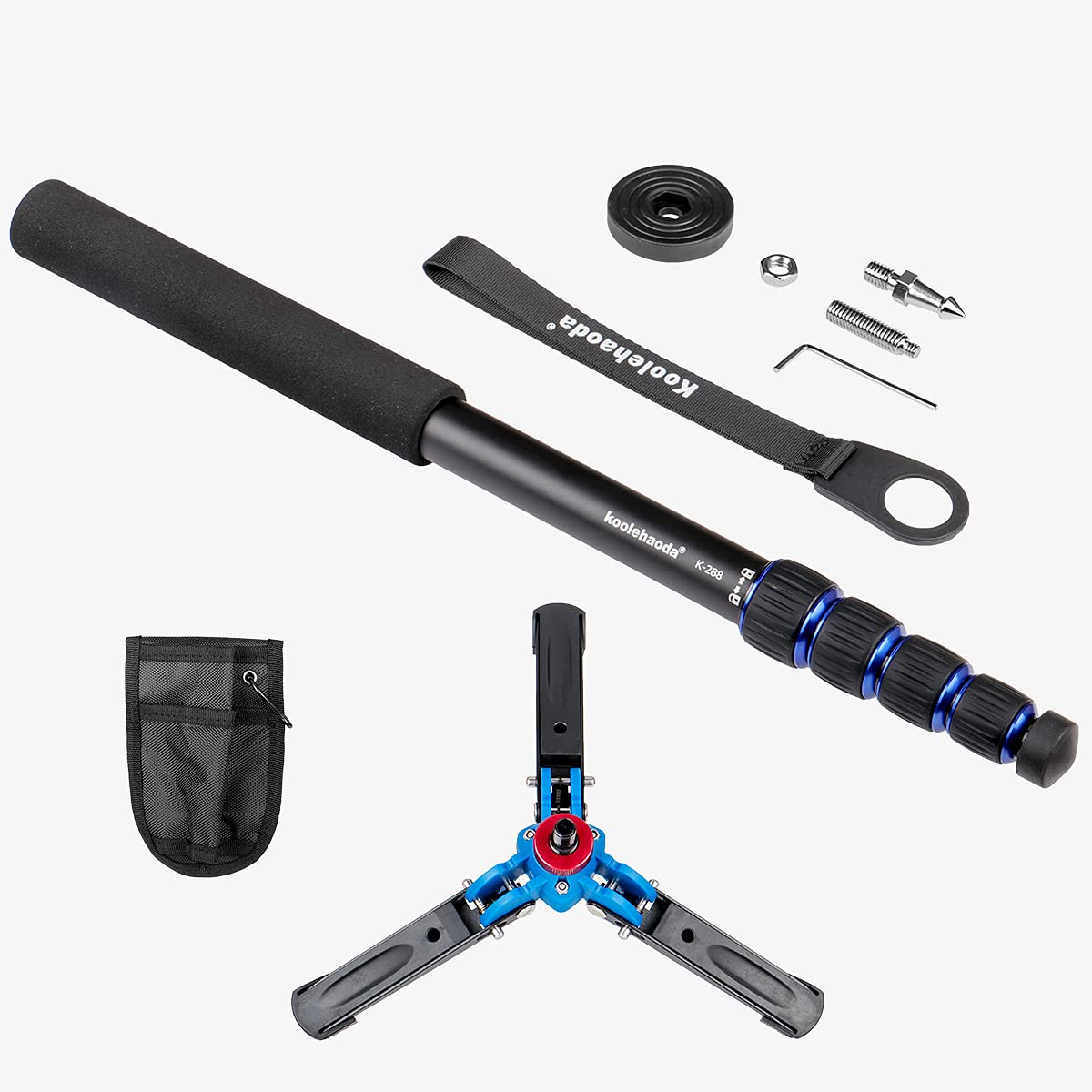 Koolehaoda Kamera Aluminium Einbeinstativ mit klappbarem Stativ,Max. Höhe 168cm