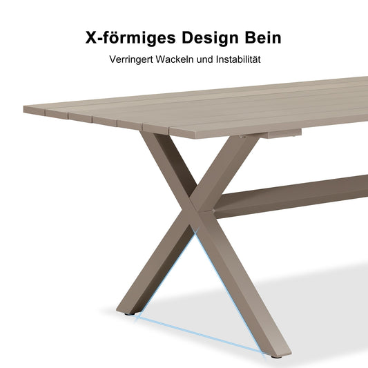 PURPLE LEAF Rivera Gartenmöbel Set 11-TLG PE Rattan Gartenmöbel Sitzgruppe Set 10 Stühle mit Tisch, Terrassenmöbel Außen Garten Essgruppe für 10 Personen, Champagner