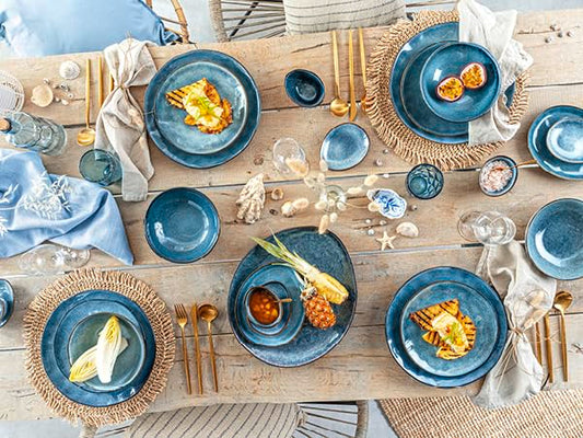 Sänger | Milch und Zucker Set Darwin 3 TLG, Zuckerdose und Milchkännchen Set Steingut, Zuckerdose mit Deckel und Milchkanne, Milchbehälter und Zuckerdosierer, Zuckerbehälter Blau | Premium Collection