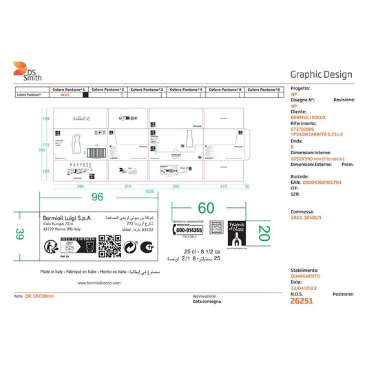 Rocco 25070M04 Bormioli Ypsilon Karaffe, transparent