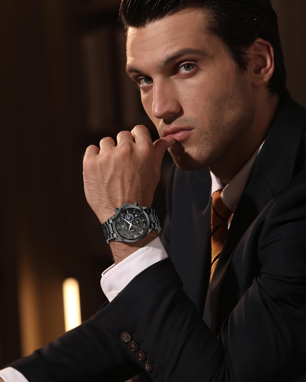 BENYAR Herren Uhr Chronograph Analog Quarz Stilvolle Edelstahlarmband Armbanduhr Wasserdicht Leuchtende Datum Herrenuhren Elegantes Business Uhren Geschenk für Männer