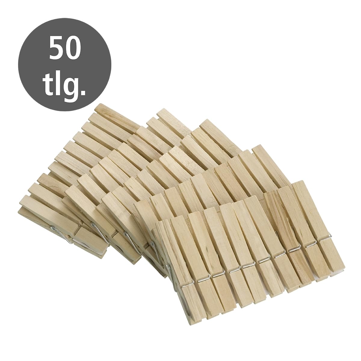 WENKO 50 Wäscheklammern aus FSC® zertifiziertem Holz, umweltfreundliche Holzklammern, Klammern zum Basteln und Dekorieren, je 7 cm, Natur