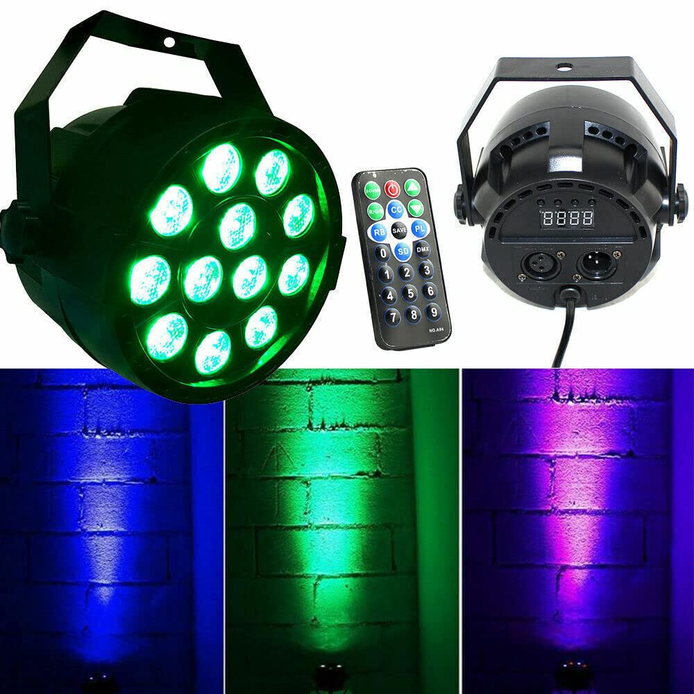 12 LED PAR RGBW Scheinwerfer DMX Discobeleuchtung Floorspot Bühnenlicht Licht für Stage DJ Party Show Bar Halloween Weihnachten