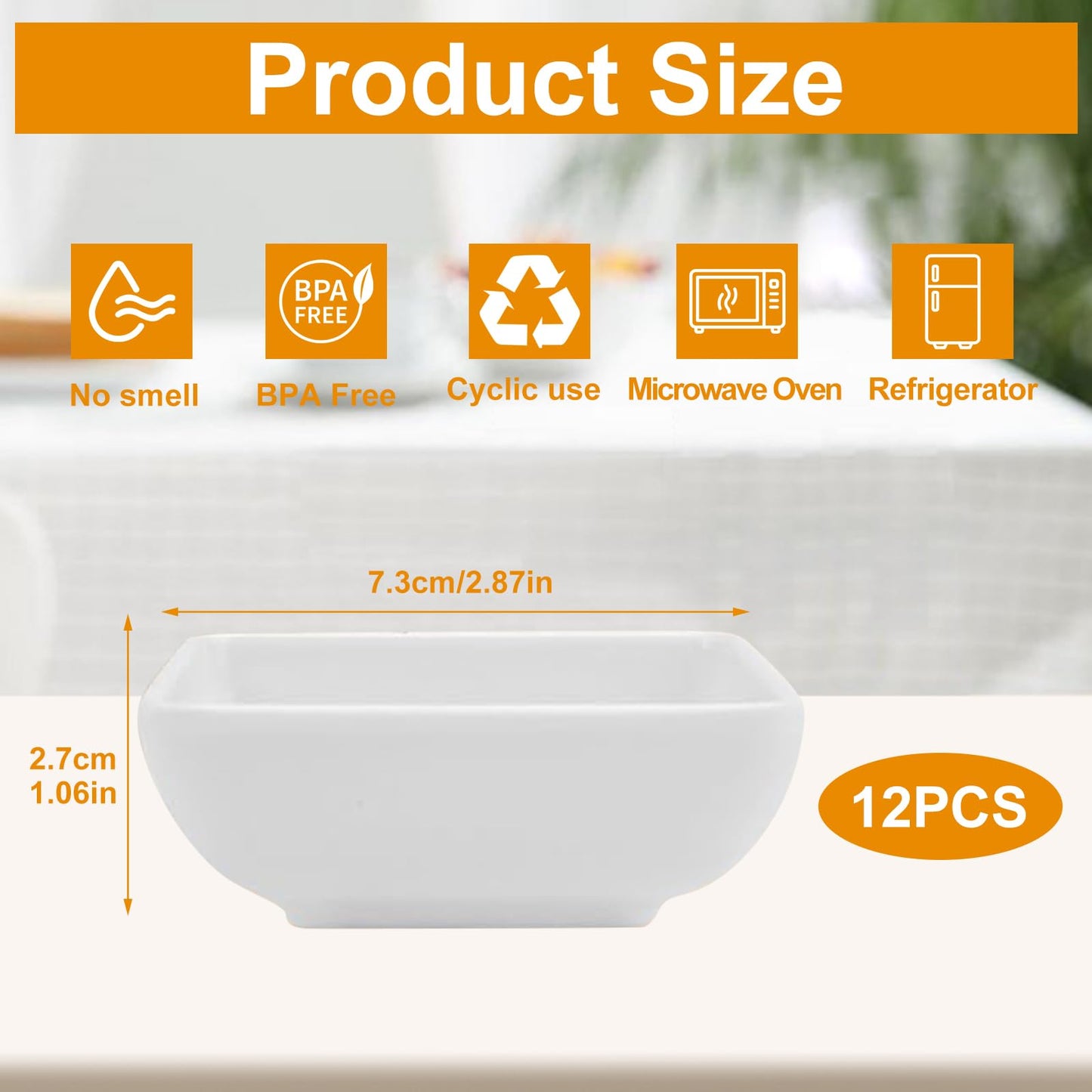 UptVin 12 Stücke Dip Kleine SchäLchen, Sojasauce SchäLchen Weiß, Sushi Schalen für Saucen, Quadratische Vorspeisenteller Klein, für Soße, Dipping, Gewürzen, Snack, Früchten