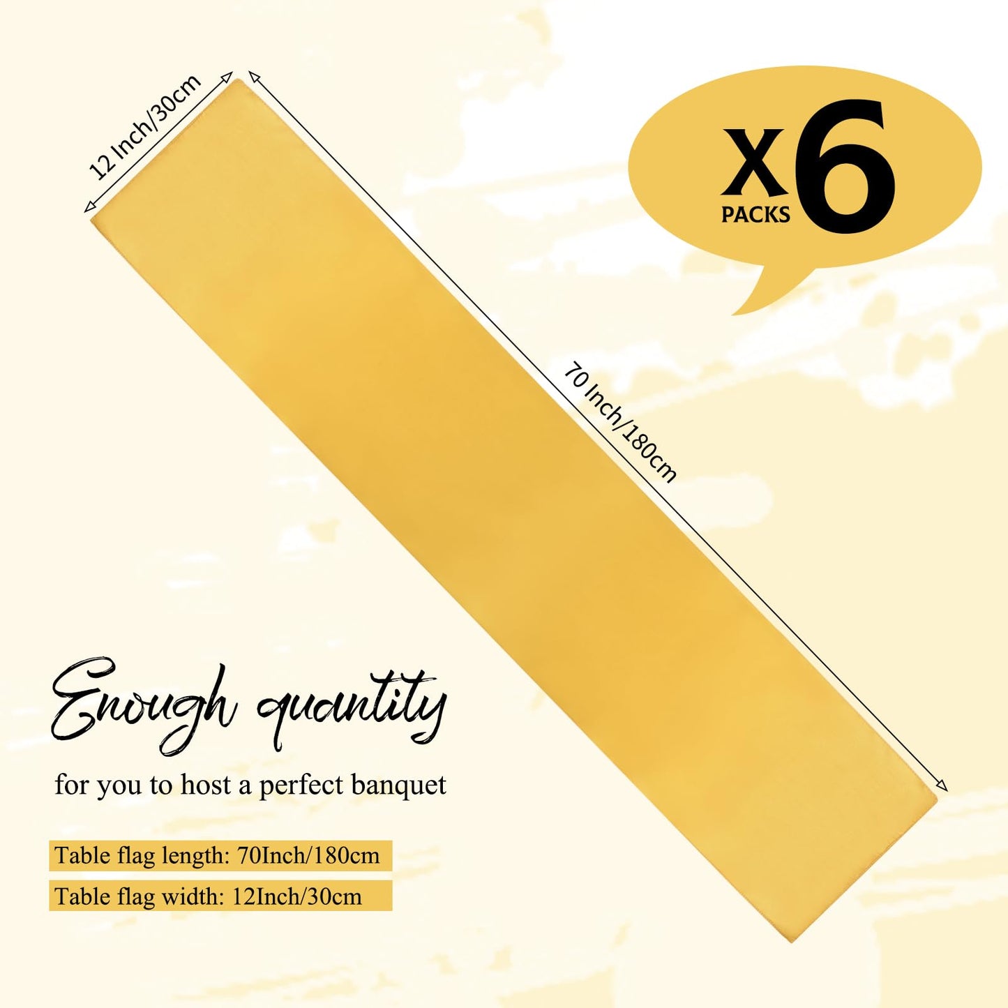 YMHPRIDE 6 Stück Tischläufer Gold, Satin-Tischläufer, 30 x 180 cm lang, Tischläufer aus Seide für Tischläufer Hochzeit, Party, Tischläufer Geburtstag, Bankett, Tischdekoration – Gold