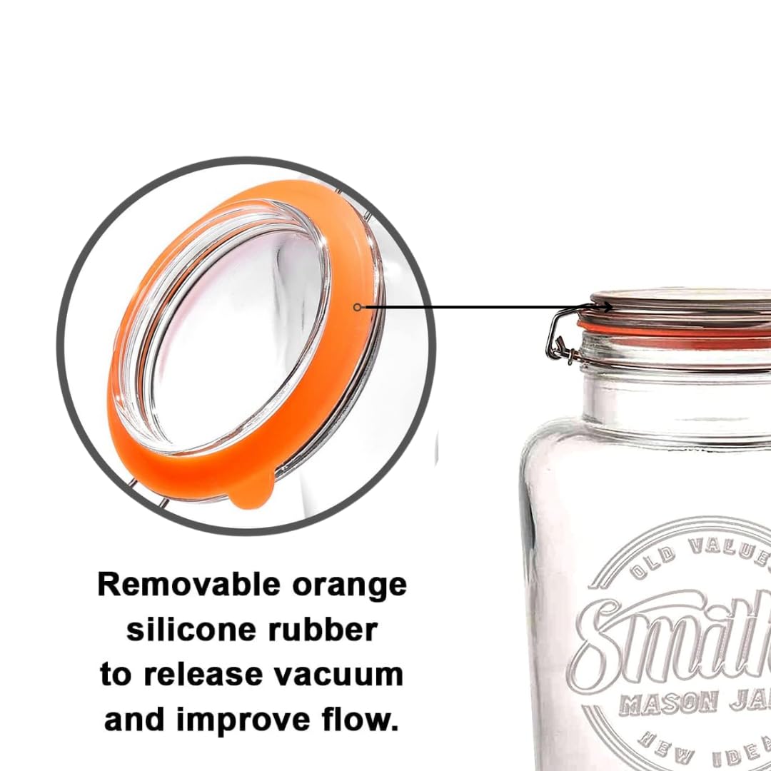 Smith's Mason Jars 5 Liter Getränke oder Wasserspender mit Edelstahl-Zapfenhahn, herausnehmbaren Netzfiltern und Metallständer | Ideal für Limonade, DIY Getränke, frisches Obst und Kräuter