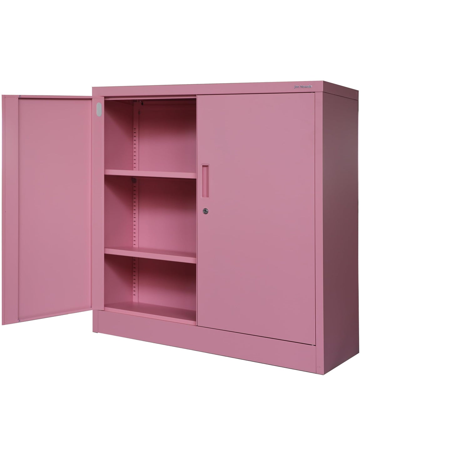 Jan Nowak Kleiner Aktenschrank C001B Büroschrank Metallschrank Aufbewahrungsschrank 2 Verstellbare Fachböden Pulverbeschichtet Abschließbar 92,5 cm x 90 cm x 40 cm (Rosa)
