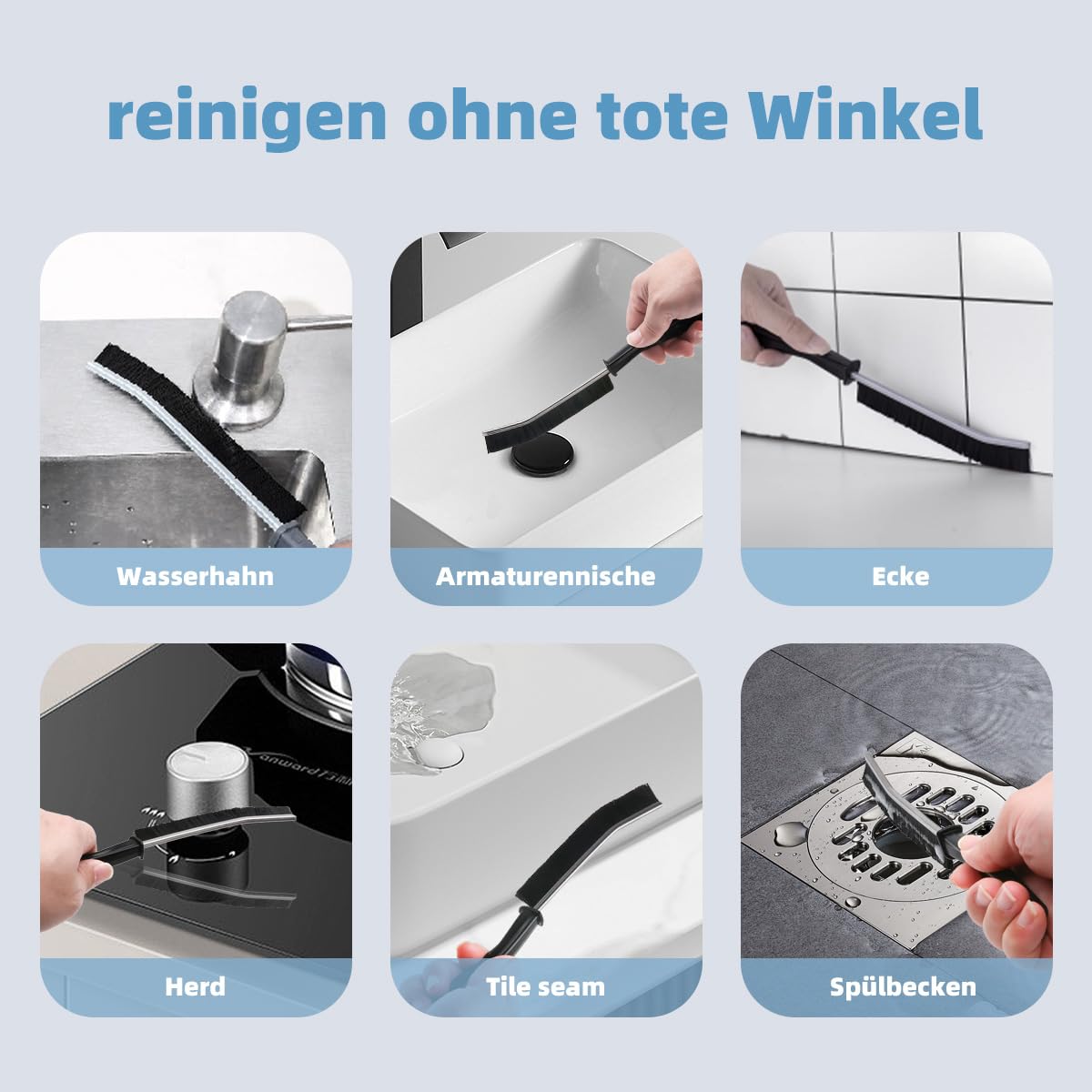3 Stück Hartborsten Eckenreinigungsbürste, Fugenbürste, Spaltreinigungsbürste, Fugenreinigungsbürste, Fugenbürste Bad, Reinigungsbürste für Fliesenböden Küche Badezimmer