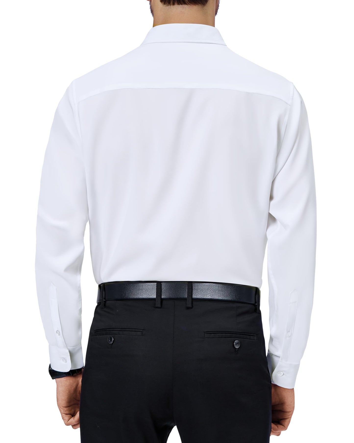 J.VER Hemd Herren Langarm Bügelfrei Business Hemd Regular Fit Anzug Freizeithemden Elastiscer Modische Herren Hemden,Weiß,L