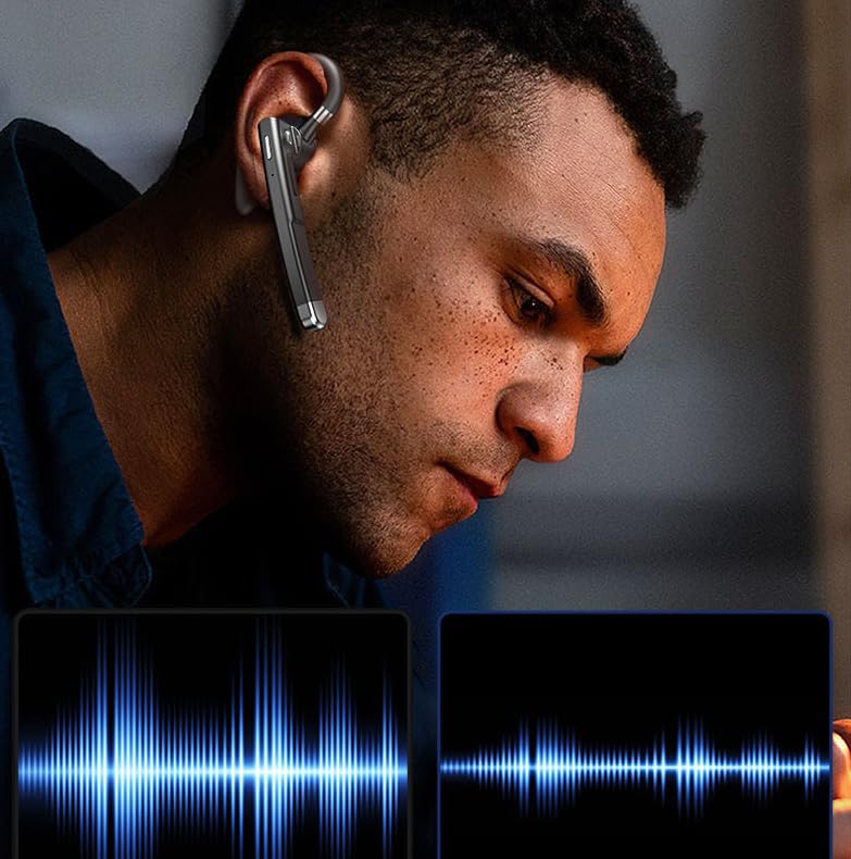 Euakee Bluetooth Headset Wireless Freisprech Telefon, Freisprechanlage Bluetooth Ohrhörer mit CVC 8.0 und ENC Dual Mic Geräuschunterdrückung, Dual Mic V5.0 Freisprech-Bluetooth-Ohrhörer