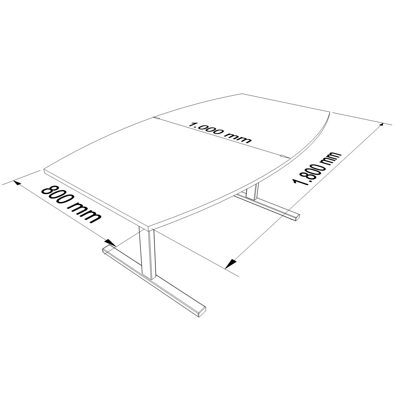 Weber Büroleben GmbH Easy Konferenztisch Bootsform 180x100 cm Lichtgrau Besprechungstisch Tisch, Gestellfarbe:Silber