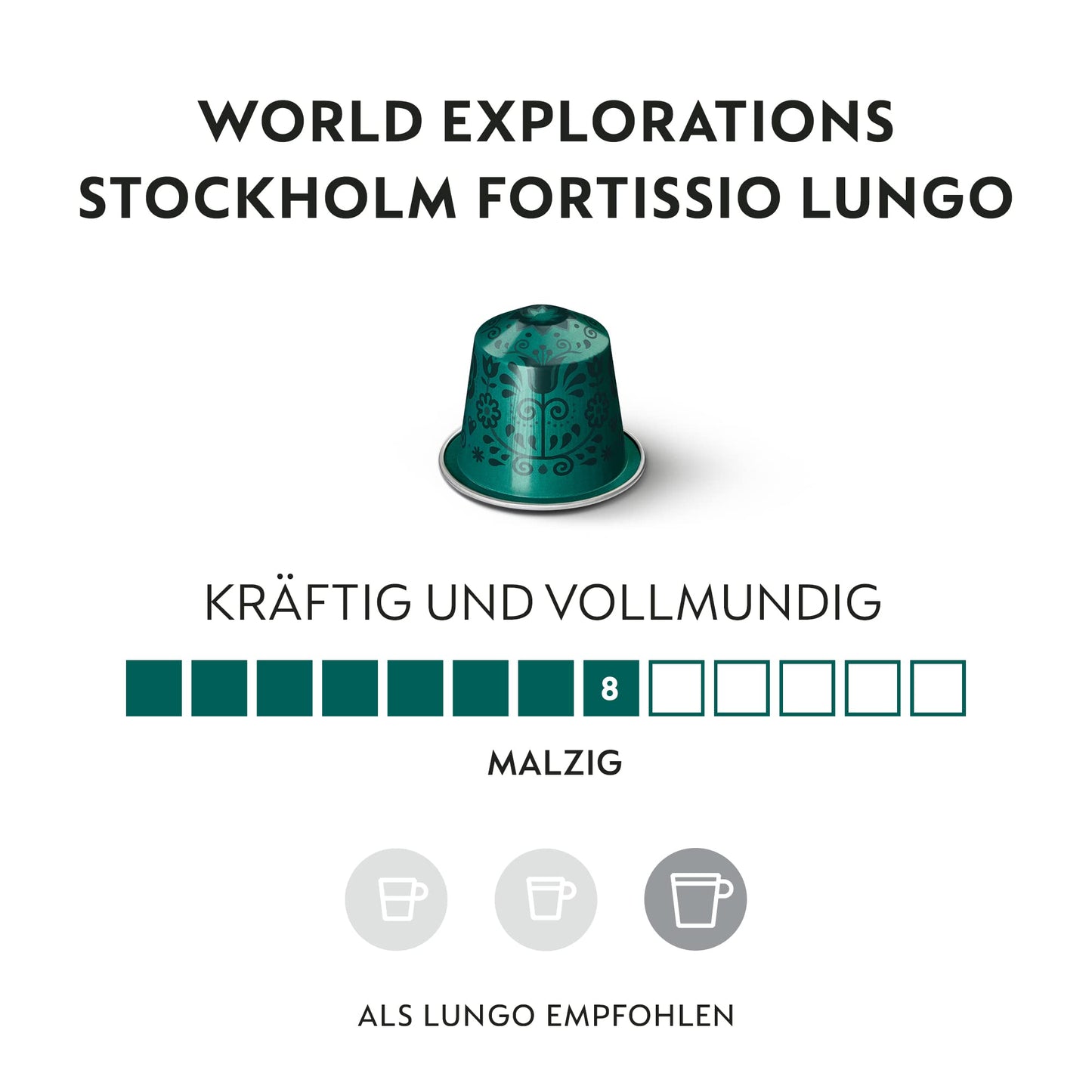 NESPRESSO ORIGINAL Stockholm Lungo, Dunkle Röstung, Kompatibel mit ORIGINAL Kapselmaschinen, Kapsel Set aus 100 Kaffeekapseln