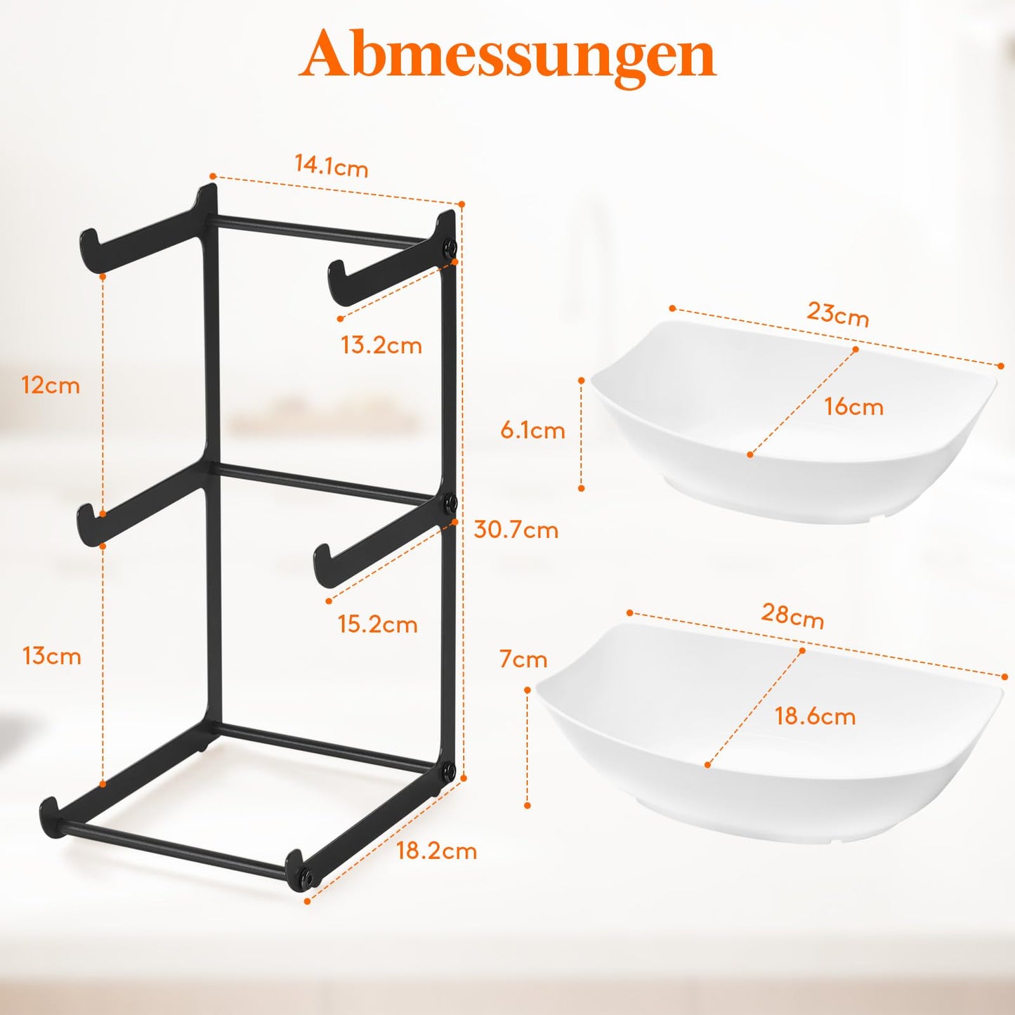 Lifewit Obst Etagere mit 3 Etagen,Obstschalen aus Kunstsoff mit Schwarzem Metallregal, Obstkorb Etagere 3 Stöckig, Obstständer Obstregal mit Weiße Servierplatte für Buffets/Obst/Snack/Gemüse/Desserts