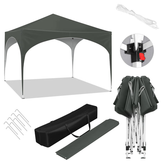 WOLTU Pavillon, Faltpavillon 3x3 m, mit 4 Seitenwänden, Partyzelt wasserabweisend UV-Schutz 50+, höhenverstellbarer Gartenpavillon, mit Tragetasche, für Outdoor Garten Camping Grau