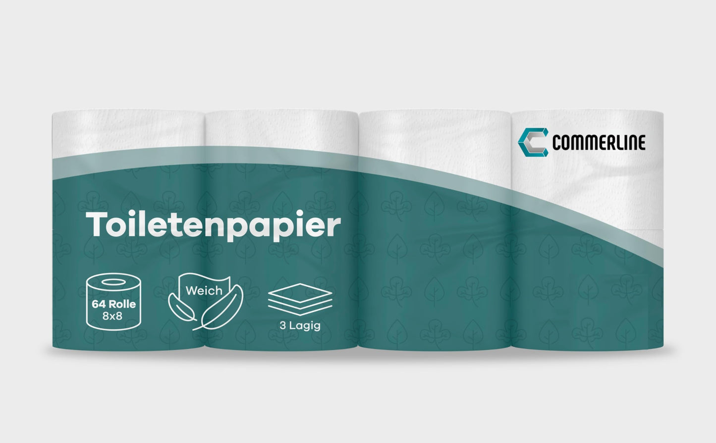 128 Rollen Commerline Toilettenpapier 3 lagig | Klopapier Toiletten Klo Wc Papier | 3-lagig 150 Blatt je Rolle | Hochwertigem Zellstoff Extra Weich Großpackung (128 Rollen)