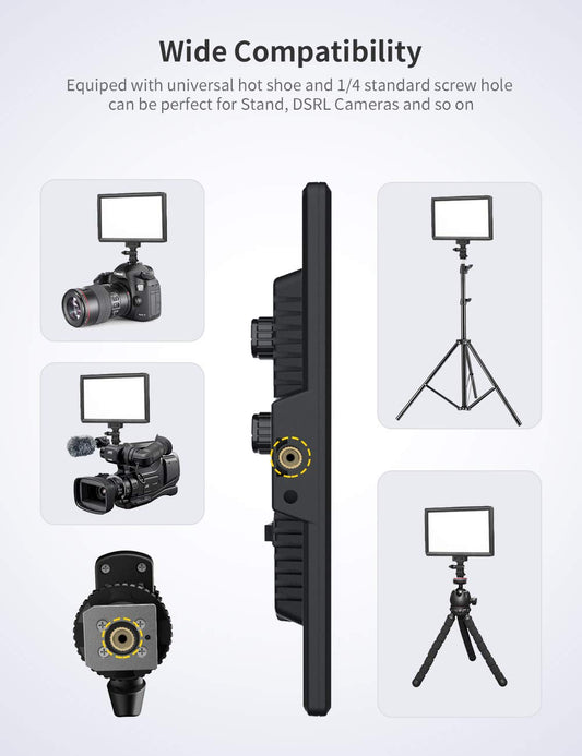 RALENO 116 LED Kamera Video Licht, 12W 600Lux Videoleuchte mit Mini-Stativ und Eingebauter 4000mAh Akku CRI95+ 3200-5600K, USB Videolicht für YouTube TikTok Zoom Fotografie Konferenzen Live-Streaming