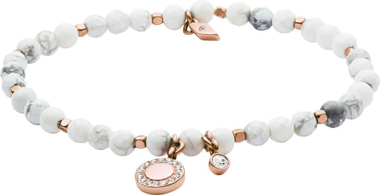 Fossil Armband Für Frauen Wellness, Innenlänge:165mm Weißes Halbedelsteinarmband, JA6934791