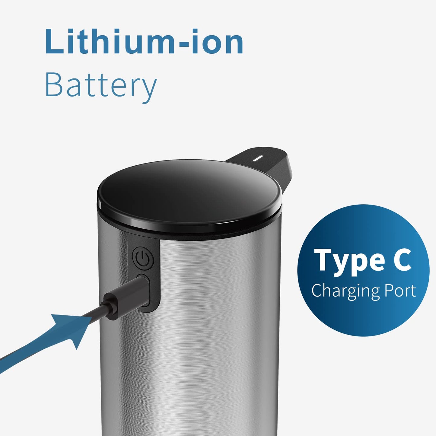 AIKE Seifenspender Automatisch Edelstahl mit Sensor Infrarot, 280ml Berührungsloser Automatischer Seifenspender USB-Aufladung