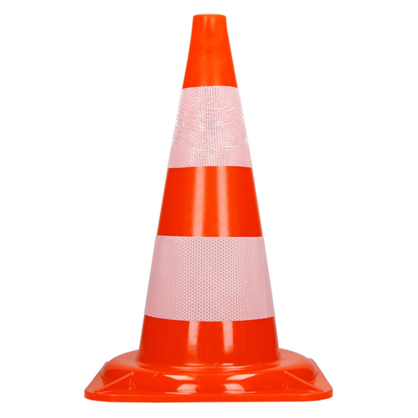ECD Germany 4 Stück Verkehrskegel Pylone 47 cm, Orange-Weiß, Verkehrsleitkegel mit 2 reflektierenden Streifen, stapelbar & flexibel, Warnleitkegel Warnkegel Leitkegel Verkehrshütchen Markierungskegel