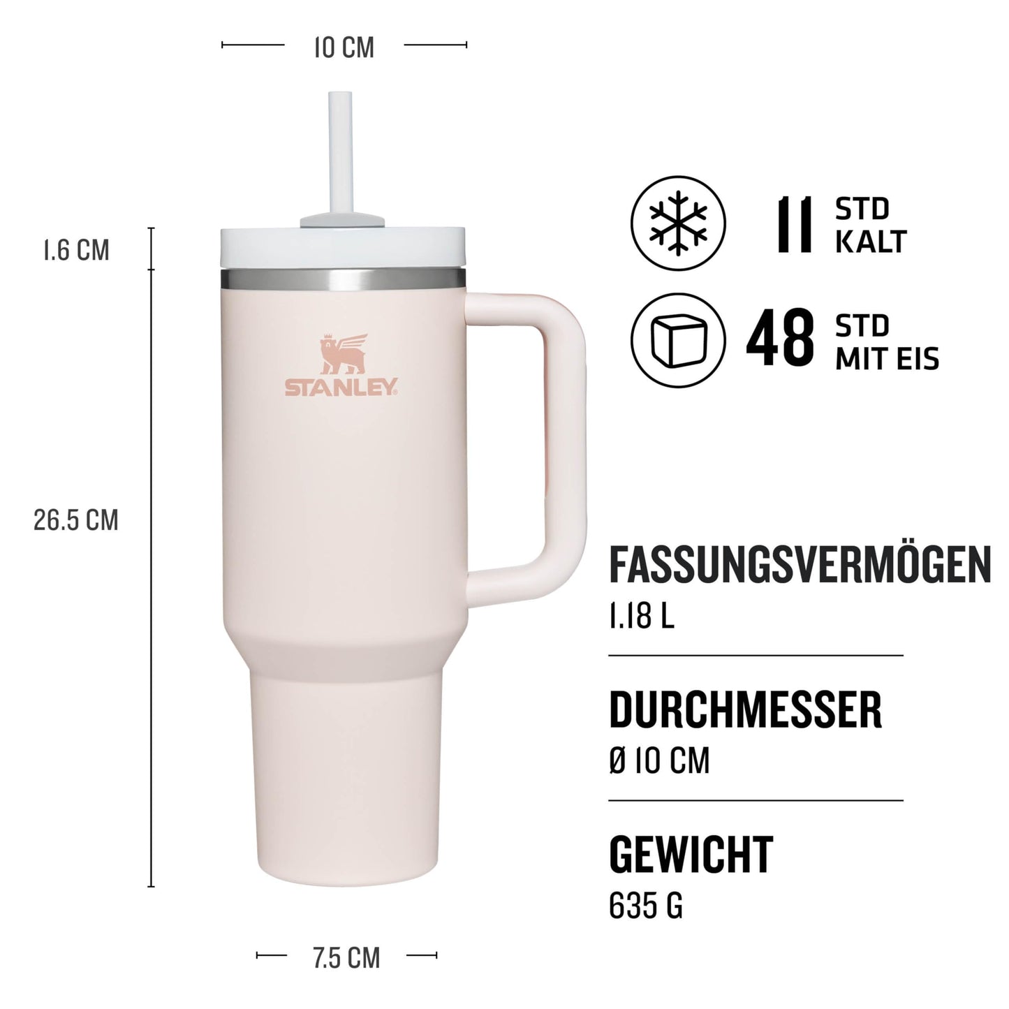 Stanley Quencher H2.0 Flowstate Trinkflasche Mit Strohhalm 1.2L - Thermobecher Kühlt 11 Stunden - 48 Stunden Eisgekühlt - Spülmaschinenfest - Thermosflasche BPA Frei - Edelstahl Trinkbecher - Rose