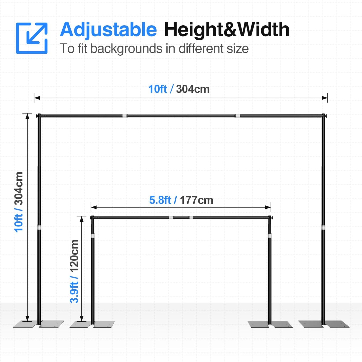 EMART Foto Hintergrund Ständer 3 x 3 m, Heavy Duty Hintergrundständer mit Metallstahlbasis, Verstellbarer Hintergrundsystem Fototudios für Fotografie Video Studio Hochzeit, Party