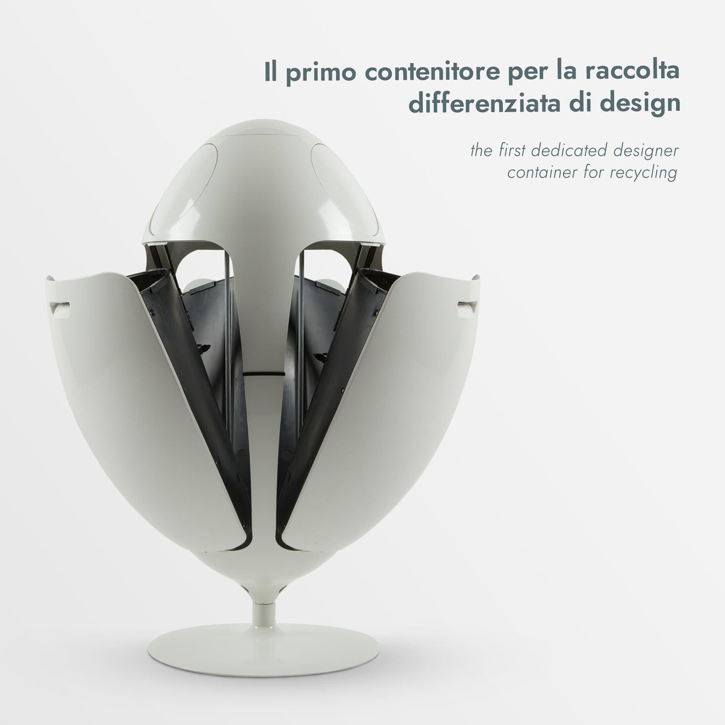 SoldiDesign Ovetto Mülltrennsysteme mit 3 Fächer (3 x 18 Liter) - Abfalleimer und Recycling Mülleimer Mülltrennsystem, Mülleimer abfalleimer mülltrennung design küche, weiß