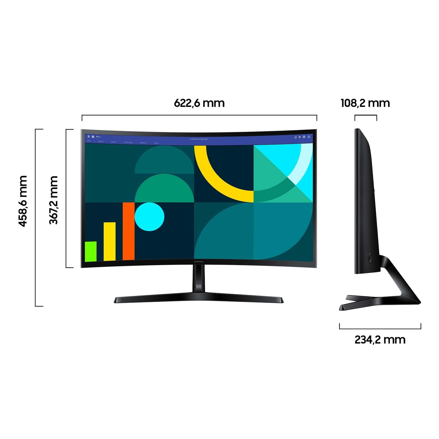 Samsung S36GD Essential Curved Monitor 27 Zoll, PC-Bildschirm mit VA-Panel, Full HD-Auflösung, 4 ms Reaktionszeit, Bildwiederholrate 100 Hz, Eco Saving Plus, Flicker Free, Schwarz, S27D366GAU