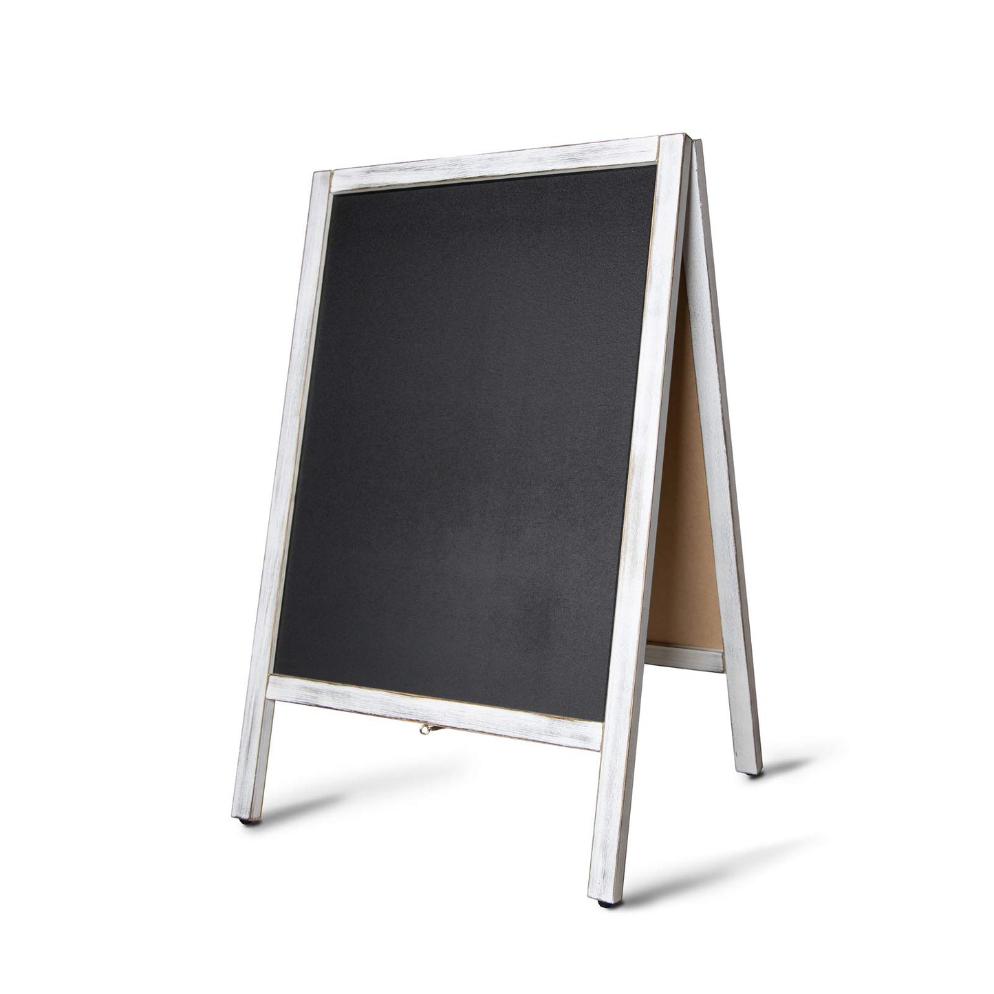 MoB Kundenstopper Outdoor wetterfest Plakatständer, Werbeaufsteller, Werbetafel für Aussen beschreibare Kreidetafel für Gastro doppelseitig mit weißen Holzrahmen 81x50,8x4,5 cm