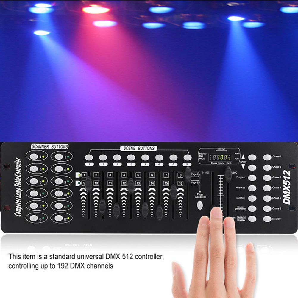 UKing DMX Controller, 192 Kanäle DMX512 Controller Konsole 240 Szenen für MINI DMX-Controller DMX-Lichtpult Party DJ Disco Moving Head Licht Bühnen Lampe Operator Ausrüstung (Schwarz)