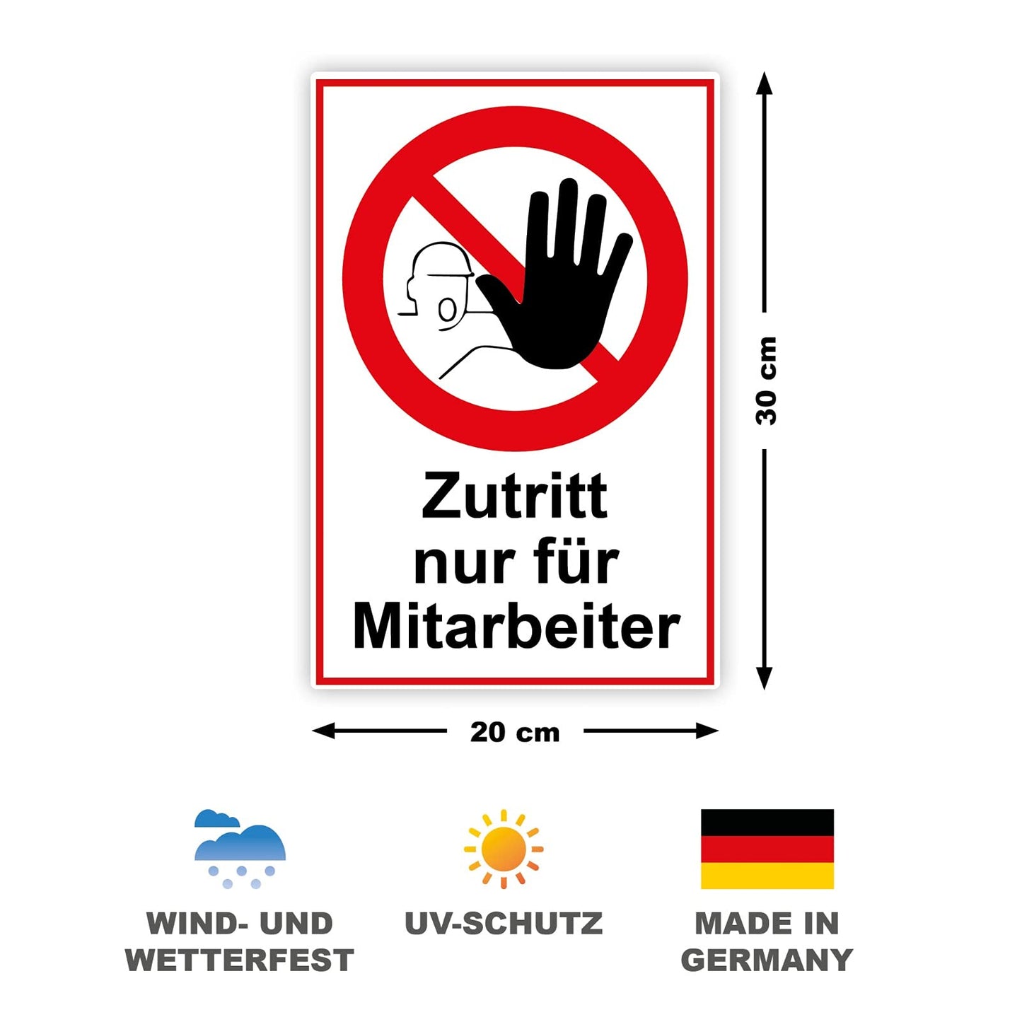 Zutritt für Unbefugte verboten Schild 20 x 30 cm aus stabiler PVC Hartschaumplatte 3mm mit UV-Schutz von STROBO