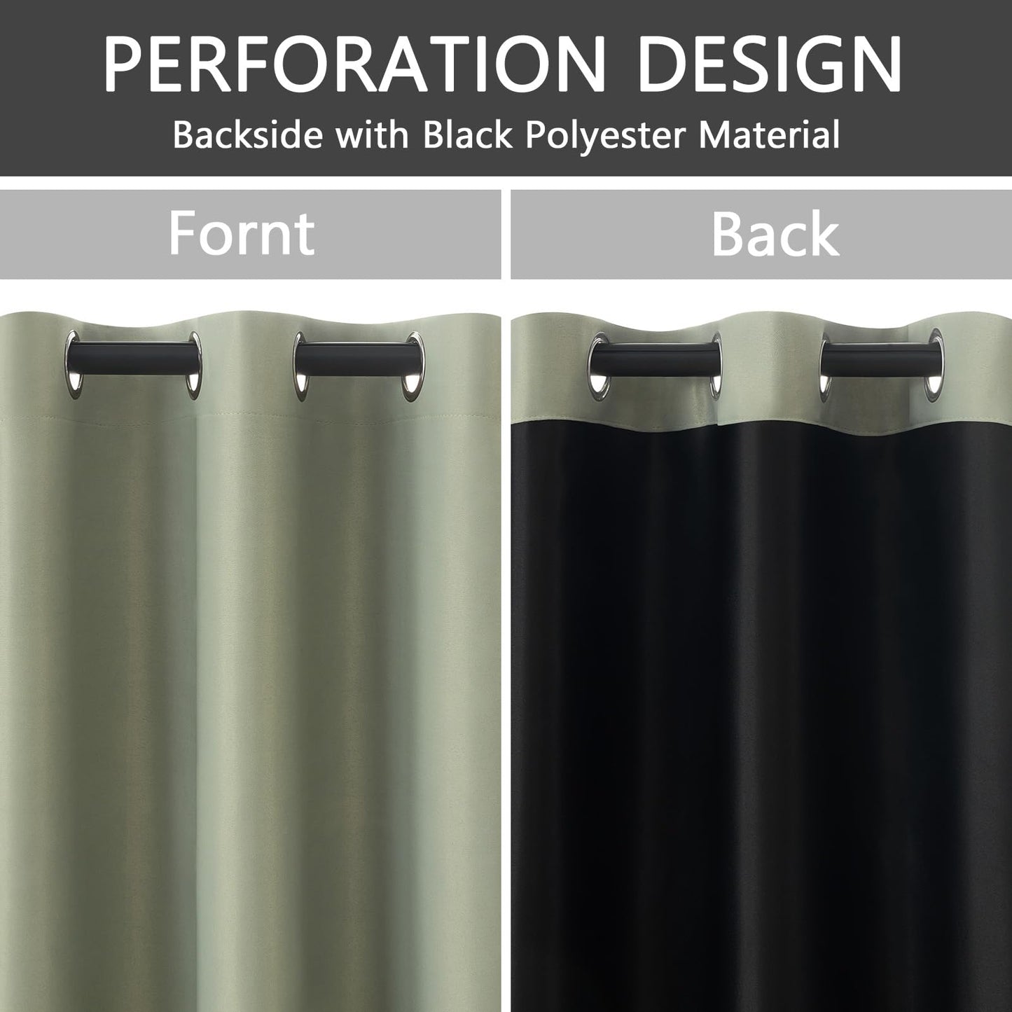 MRTREES Vorhang Salbeigrün 100% Vorhangverdunkelung Thermovorhang Wärmeisolierend Kälteschutzvorhang Gardinen Wohnzimmer 2er Set, Gardinenschals mit Ösen 225 cm Lang, 140 cm Breit
