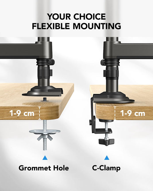 HUANUO Monitor Halterung 2 Monitore für 13-32 Zoll Bildschirm, Monitorhalterung 2 Monitore Höhenverstellbar mit 9KG Pro Arm, Bildschirmhalterung Neigbar Schwenkbar, VESA 75/100mm