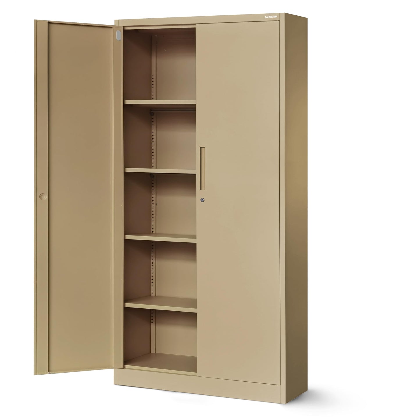 Jan Nowak Aktenschrank C001 Büroschrank Metallschrank Stahlschrank Aufbewahrungsschrank Pulverbeschichtet 4 Verstellbare Fachböden Abschließbar 185 cm x 90 cm x 40 cm (Beige)