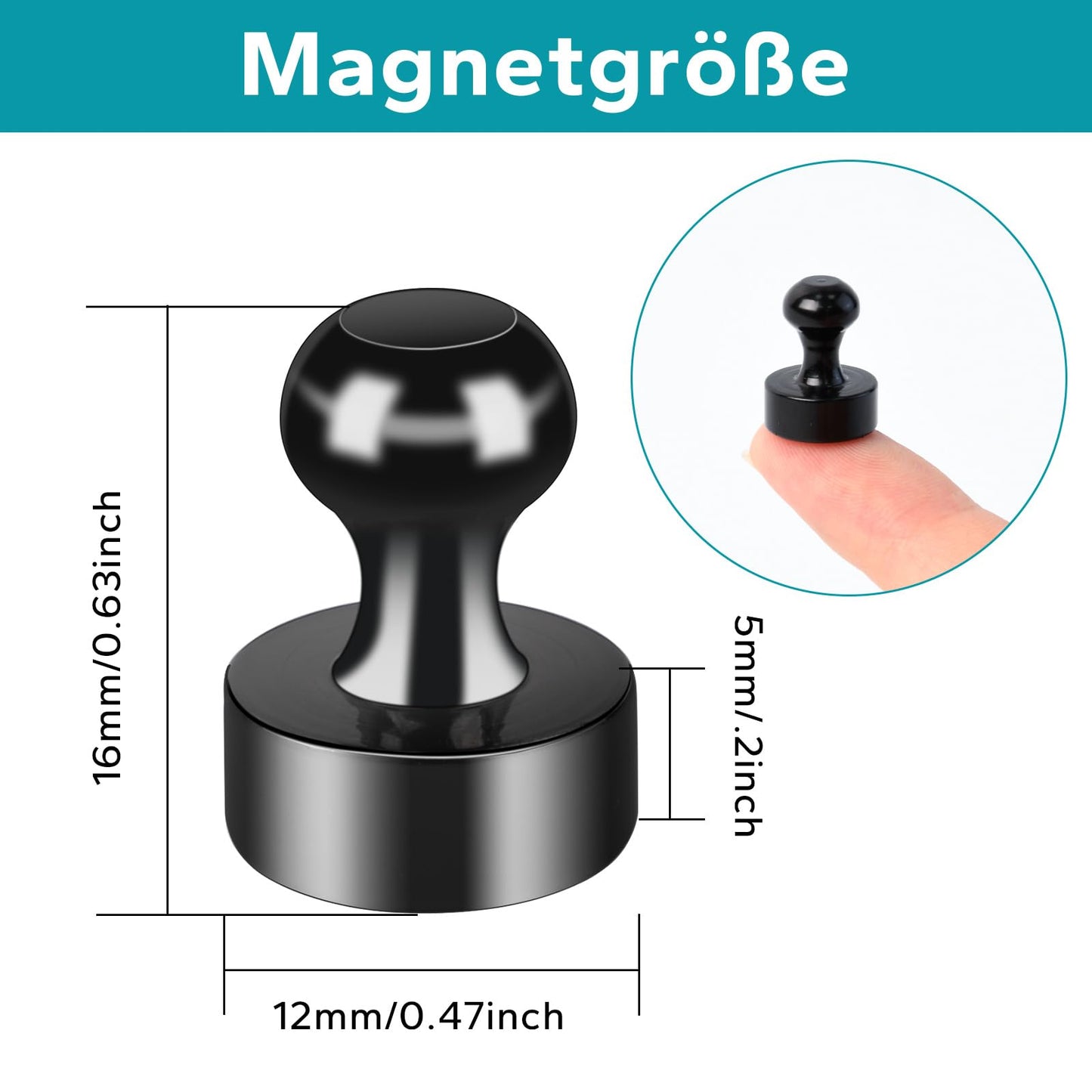 MIN CI 50 Stück Magnete Stark, Magnete für Magnettafel, Magnete Klein, Neodym Magnete, Kühlschrank Magnete, Magneten Starker Halt, Mini Magnet für Whiteboard Haus, Büro, Schwarz
