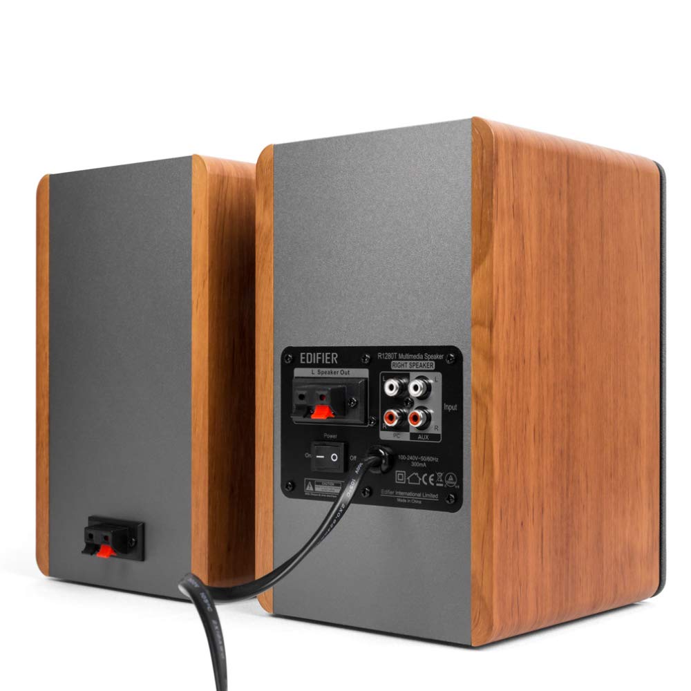 Edifier R1280T Aktive Regallautsprecher Paar - 2.0 aktiv Lautsprechersystem für PC -Studio Monitore Lautsprecher - 42 Watt RMS - Braun