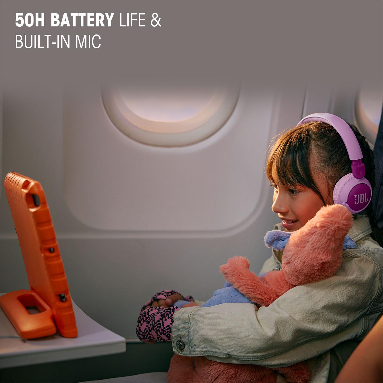 JBL Junior 320 BT, Kabellose On-Ear Bluetooth-Kopfhörer mit eingebautem Mikrofon für Kinder, 50 h Wiedergabe, JBL Safe Sound, geringer Lautstärke, einfacher Bedienung und Sticker-Set, Blau