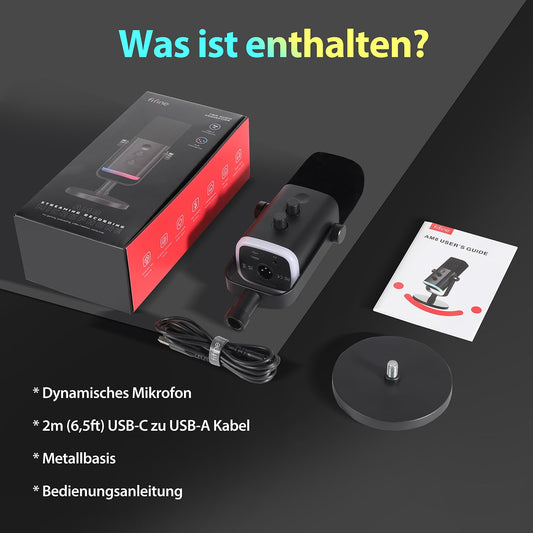 FIFINE XLR Gaming Mikrofon für Streaming Podcast Studio, USB Dynamisch Microphone PC mit Stummschalttaste, für PS4/5 Mac Mixer Soundkarten