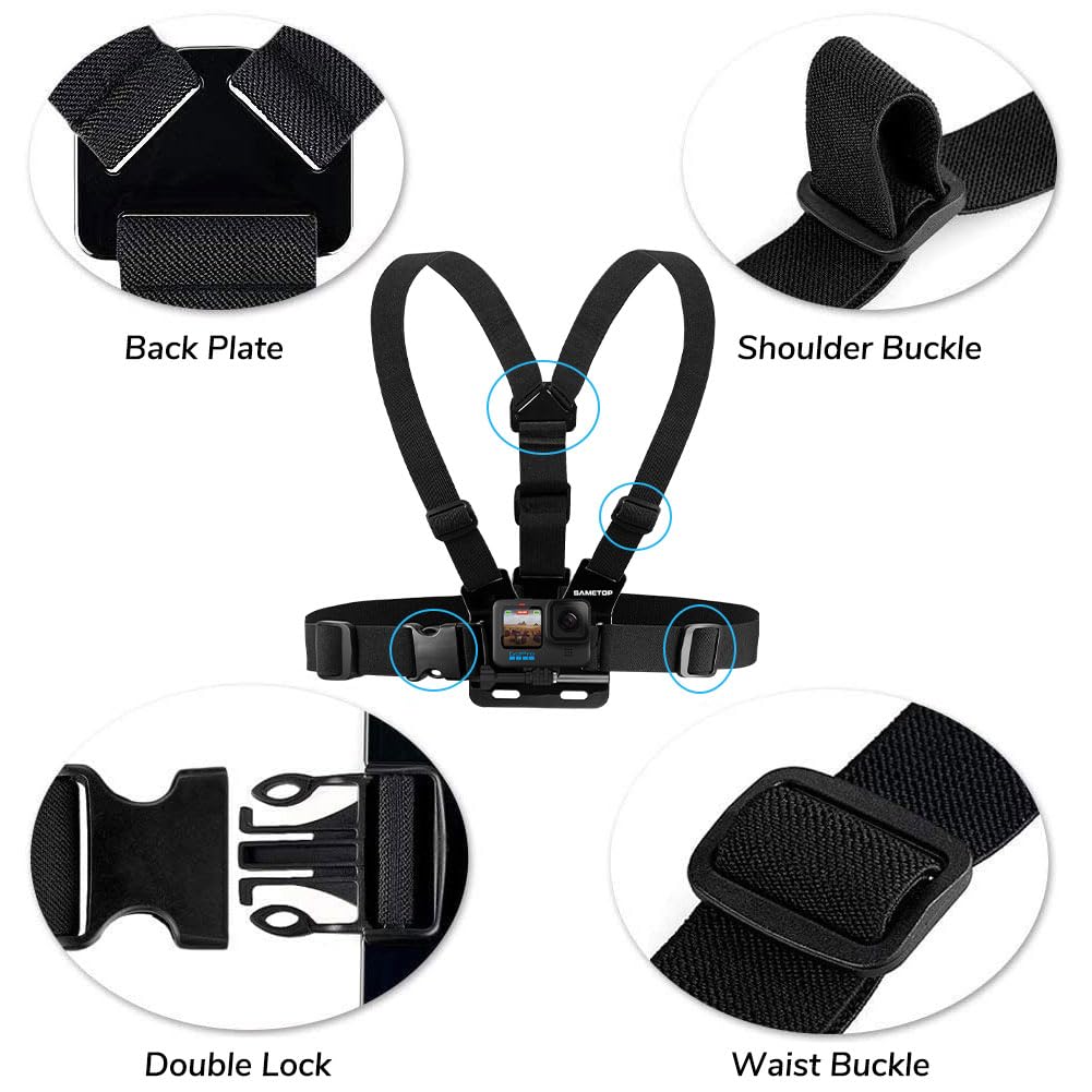 Sametop Brustgurt Chesty Brusthalterung Chest Mount Strap Harness Kompatibel mit GoPro Hero 13 12 11 10 9 8 7 6 5 4 Session Max DJI Osmo Action Kameras