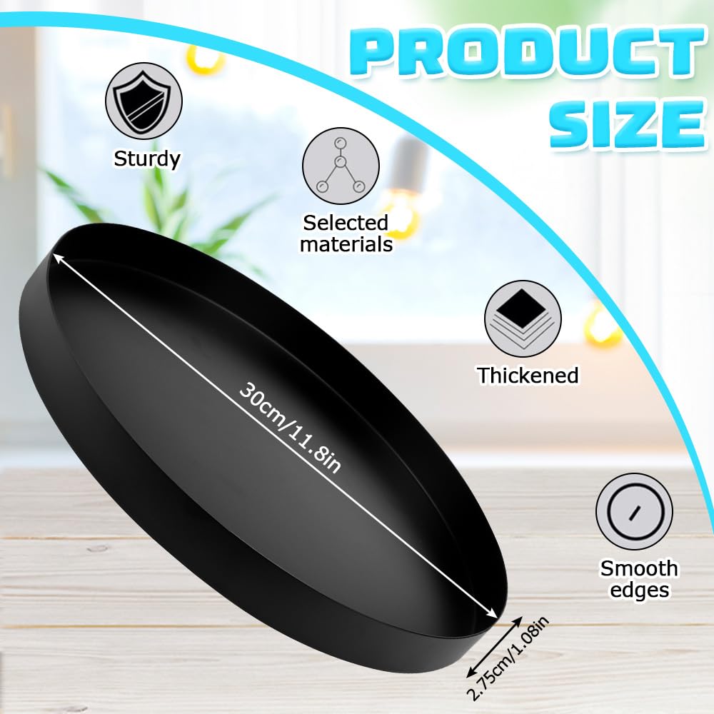 SLTAXAR Deko Tablett Rund Serviertablett Schwarz 30cm Rundes Tablett aus Edelstahl Dekoteller Schwarz Metall Make up Organizer Tablett Dekotablett Schwarz Matt Deko Tablett Metall für Schmuck Make-up