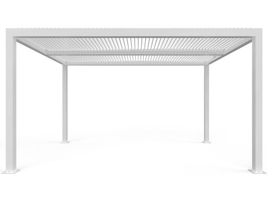 PURPLE LEAF Pavillon 3 x 4.25 m mit Lamellendach Terrassenüberdachung Pergola Wasserdicht Stabil Winterfest Freistehend Verstellbaren Aluminium-Lamellen, Weiß