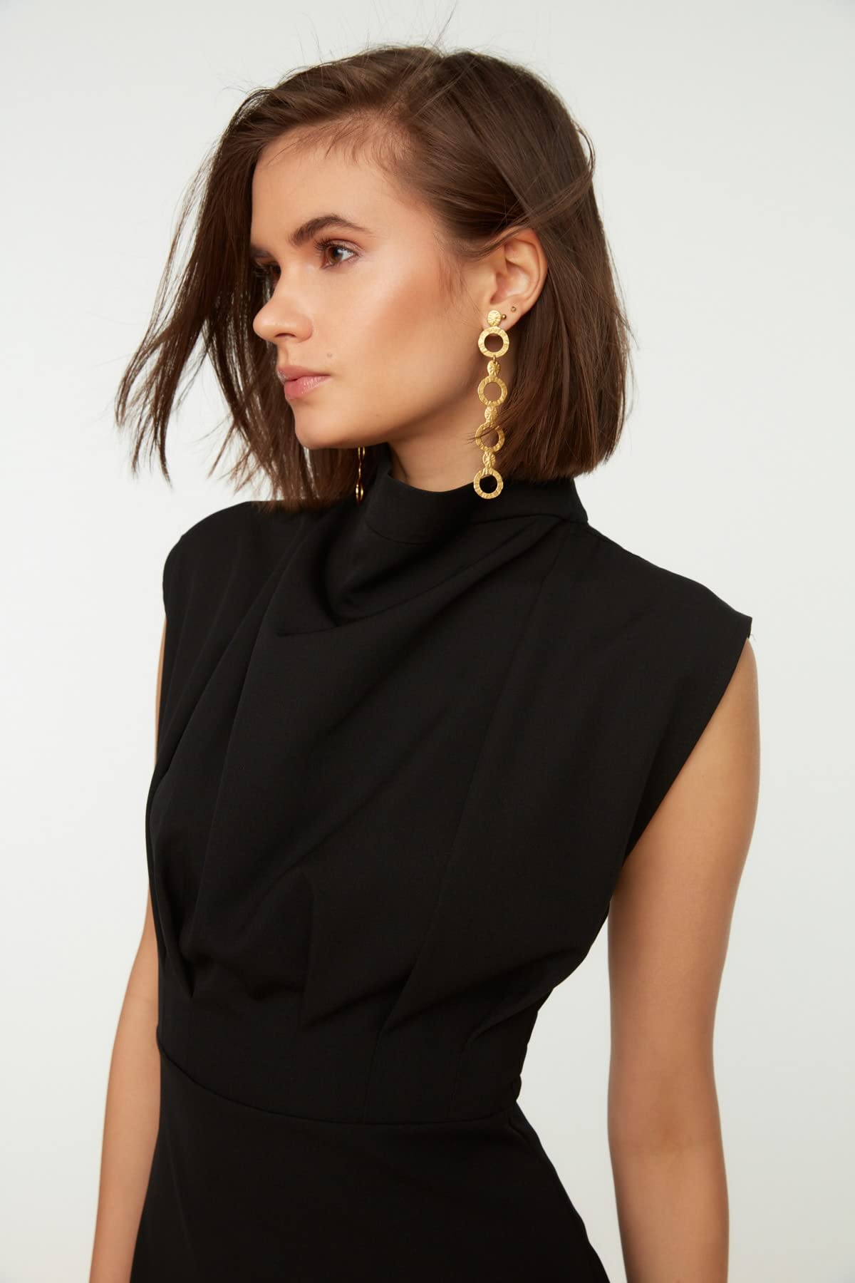 TRENDYOL Damen Black Steile Collar Business Casual Dress, Schwarz, 38 EU