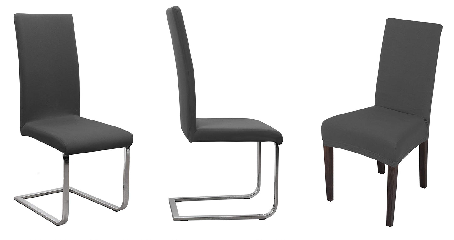 BEAUTEX Stuhlhusse Jersey, elastische Stretch Husse Baumwolle Bi-Elastic, Farbe wählbar, Anthrazit