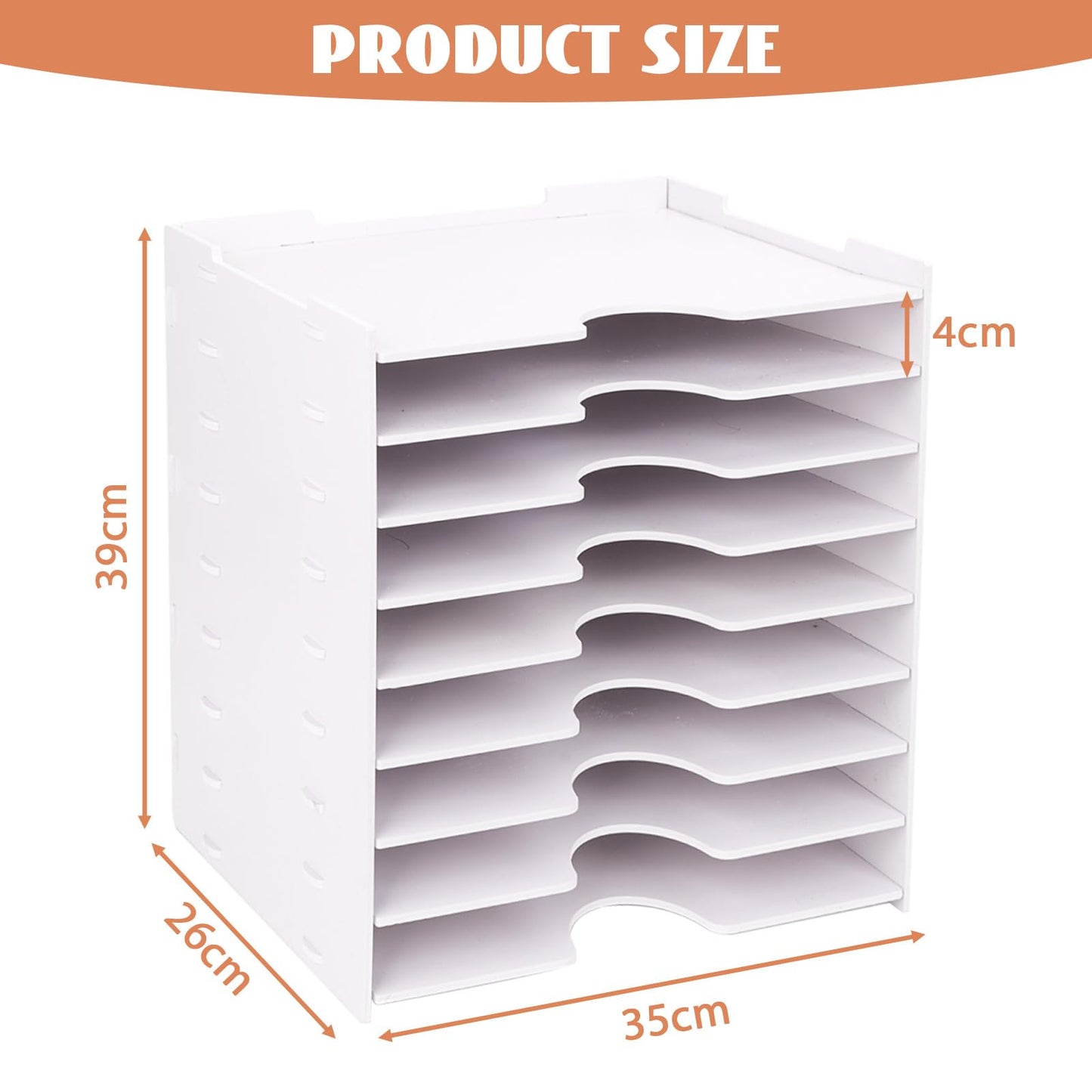 Cinnani Schreibtisch Organizer mit 9 Ablagefächern und Schubladen – A4 Dokumentenablage aus Holz-Kunststoff, Briefablage für Büro, Zuhause und Schule, Weiß