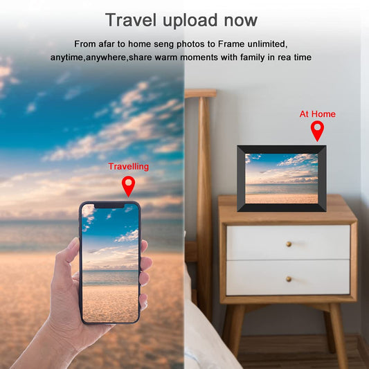 Aorpdd Digitaler Bilderrahmen WLAN 10.1 Zoll, HD IPS-Touchscreen Elektronischer Bilderrahmen mit 32 GB Speicher, Automatische Drehung, Teilen von Fotos oder Videos überall über Frameo App