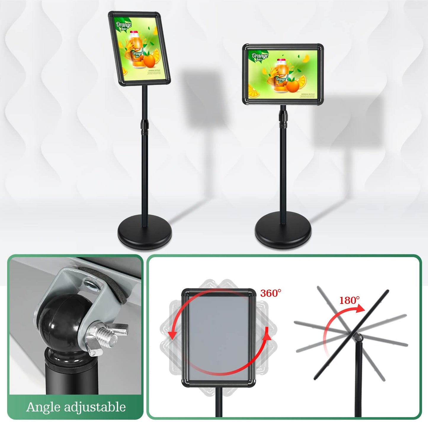 Mutualsign 6Pack Infoständer DIN A4 Höhenverstellbar Kundenstopper Outdoor Aluminium Plakatständer Werbeaufsteller Präsentationsständer für Menu/Hochzeit/Show/Display/Werbung/Verkauf (Schwarz)