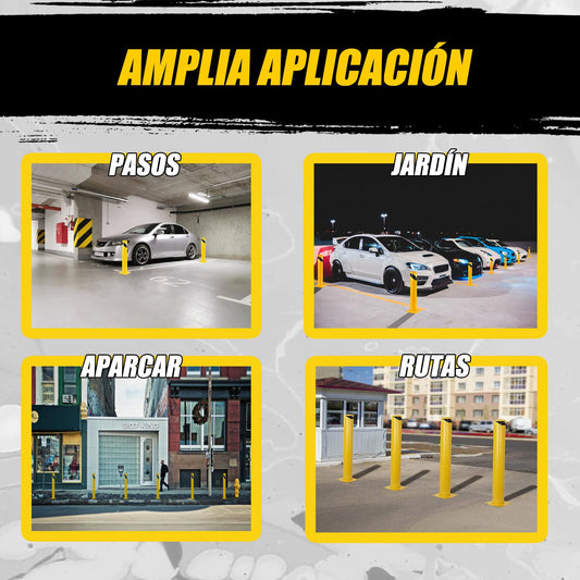 Absperrpfosten Poller, 107cm Pollerpfosten, Rammschutz-Poller für Parkplatz, Verstärkte metallisch parkplatzsperre, Gelb fahrbahnmarkierung leitpfosten für den Parkplatz (Φ11,4 cm,4pcs)