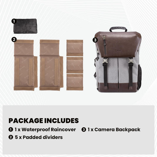 TARION Kamerarucksack Wasserdicht Fotorucksack Spiegelreflex Kameratasche Zertifizierte Schutzklasse: IPX5 Wasserdicht Kamera Rucksack mit Regenhaube Damen und Herren Rucksack