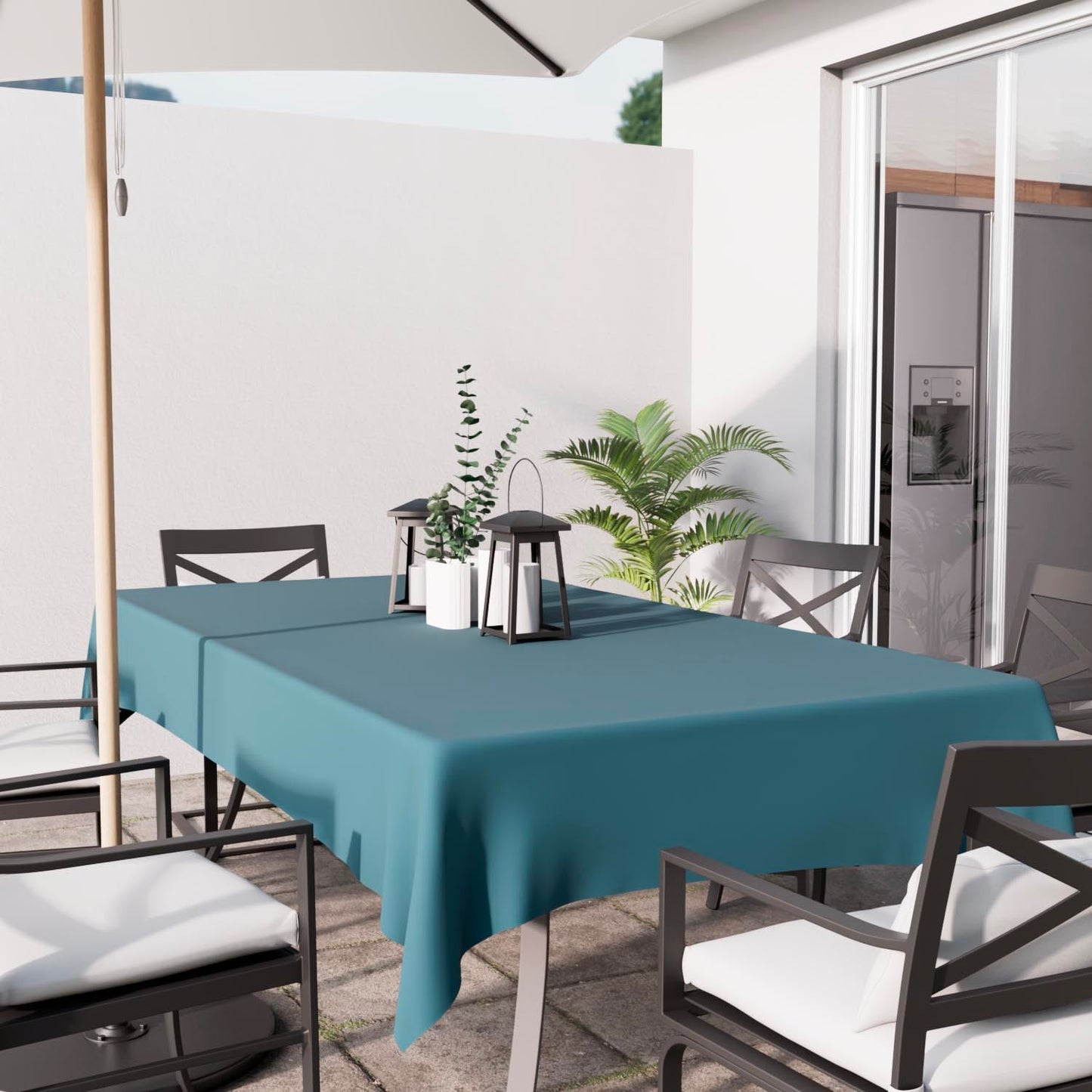 Soleil d'ocre Alix Nappe, Blau, 140 x 240 cm